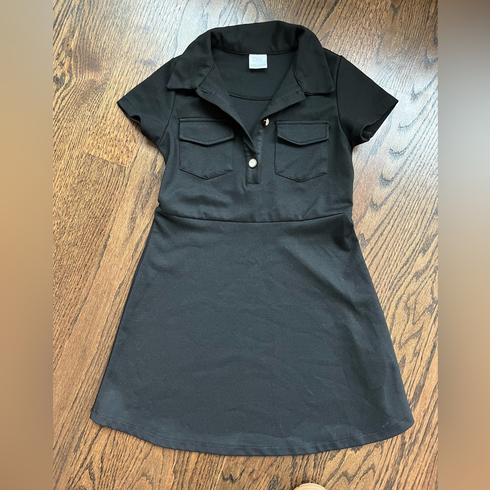 Black Buttoned A-Line Ponte Dress
